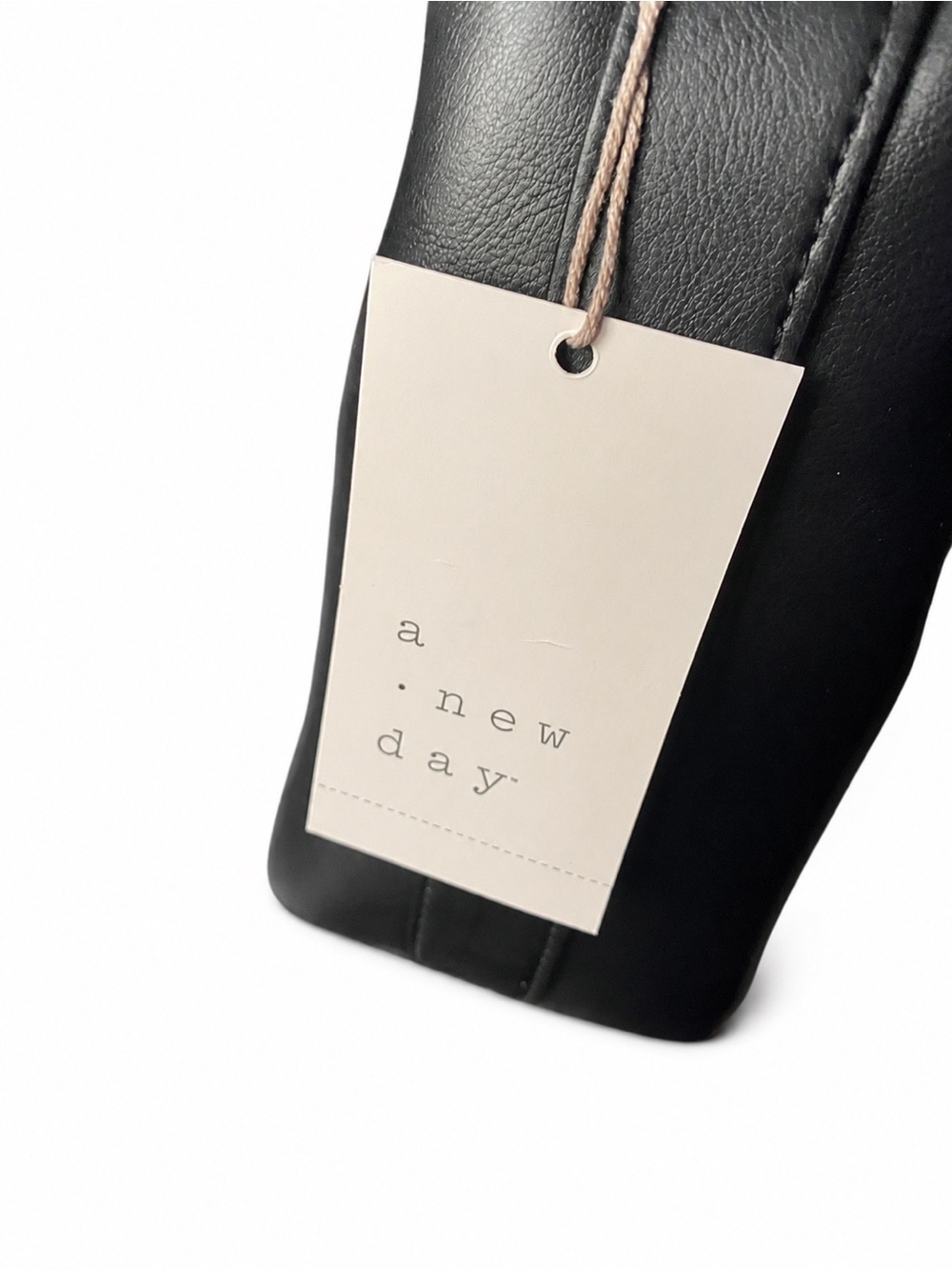 New Day Mini Slouchy Handbag Black Gold Metal Handle Minimalist Structured Purse - Picture 5 of 7